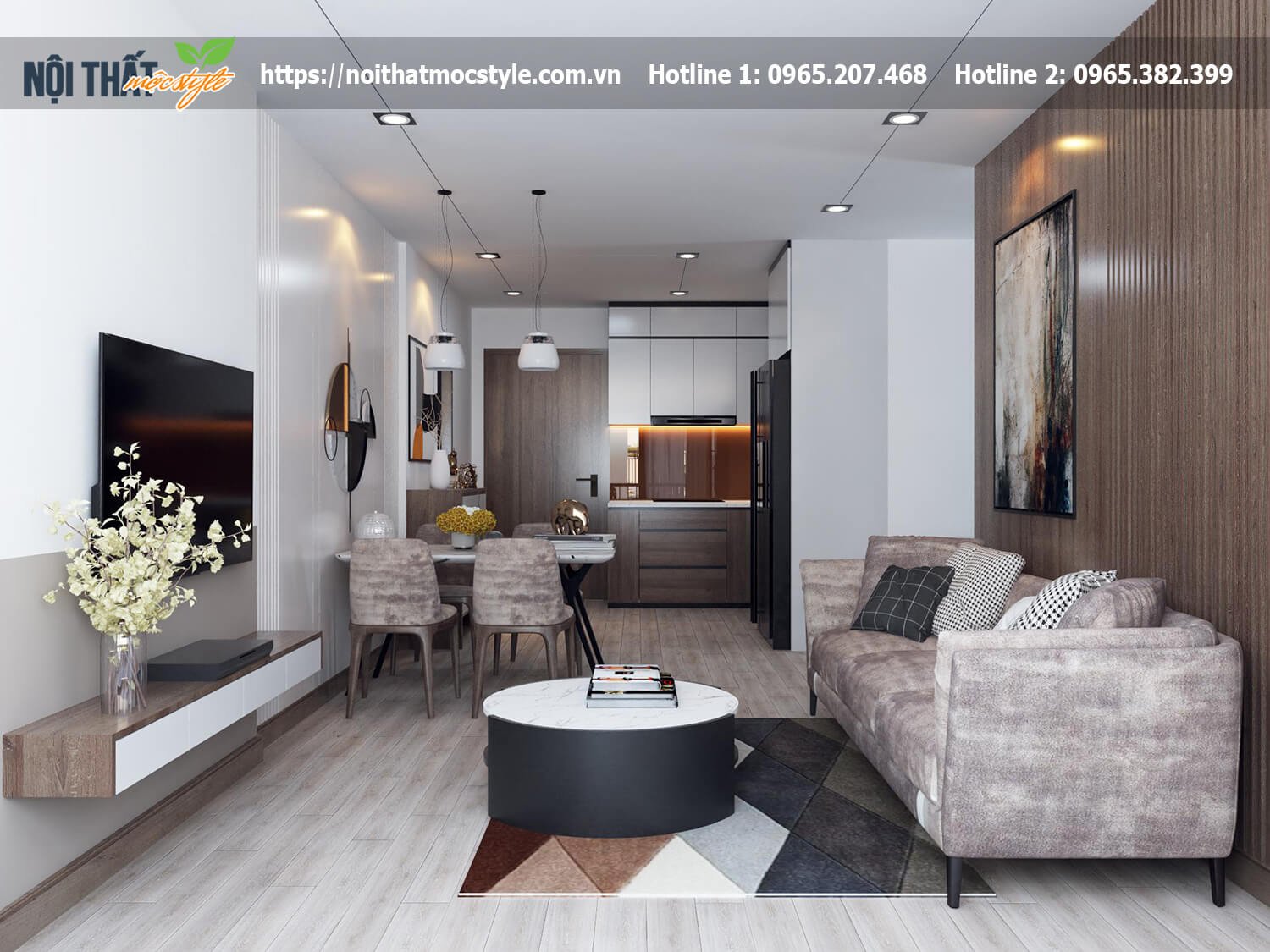Mẫu thiết kế nội thất chung cư căn 2 ngủ 55m2 dự án Vinhome Smart City với tông nâu trầm ấm Mẫu thiết kế nội thất chung cư căn 2 ngủ 55m2 dự án Vinhome Smart City với tông nâu trầm ấm