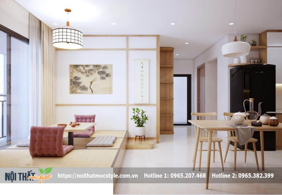 Thiết kế nội thất chung cư kiểu Nhật với tông gỗ chủ đạo, đơn giản mà tinh tế