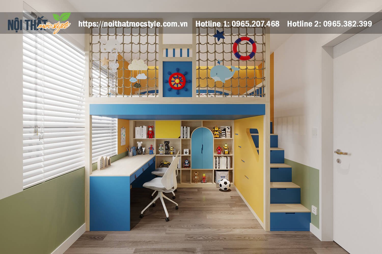 Thiết kế nội thất phòng ngủ trẻ em với chủ đề biển cả đầy hứng khởi cho các bé trai