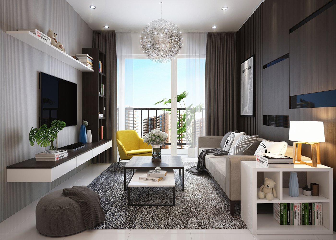 Thiết kế nội thất phòng khách,, bày trí đồ nội thất khoa học, thông minh, vừa đảm bảo mỹ quan, vẫn đả bảo công năng sử dụng.