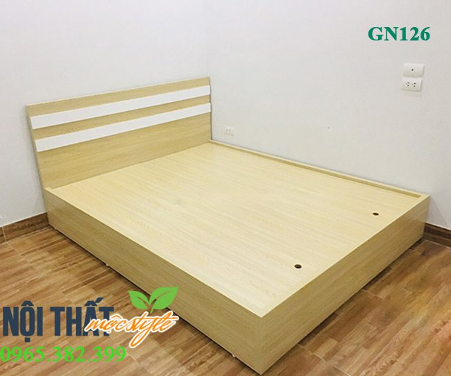 giường ngủ GN126 kể đầu giường màu gỗ tự nhiên bắt mắt giá xuất xưởng tại Nhà Mộc 