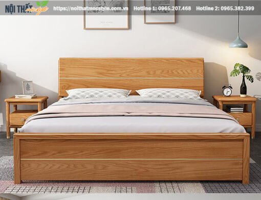 Giường ngủ gỗ sồi đỏ đẹp