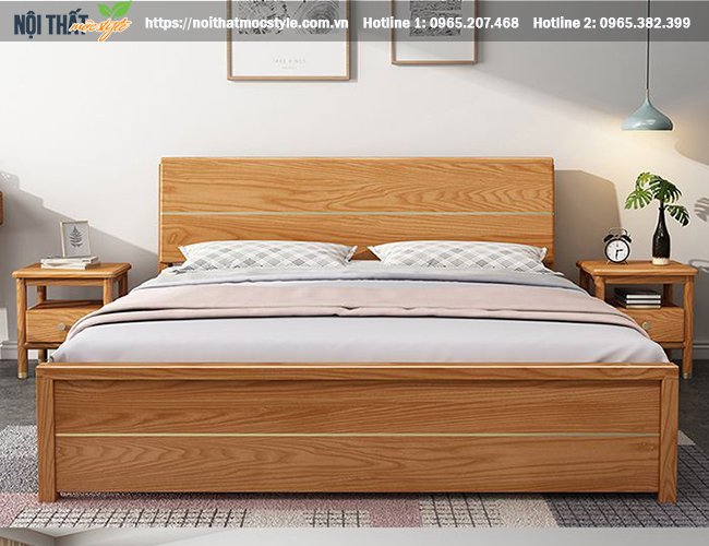 Giường ngủ gỗ sồi - mộc mạc, gần gũi thiên nhiên - Nội thất Mộc Style