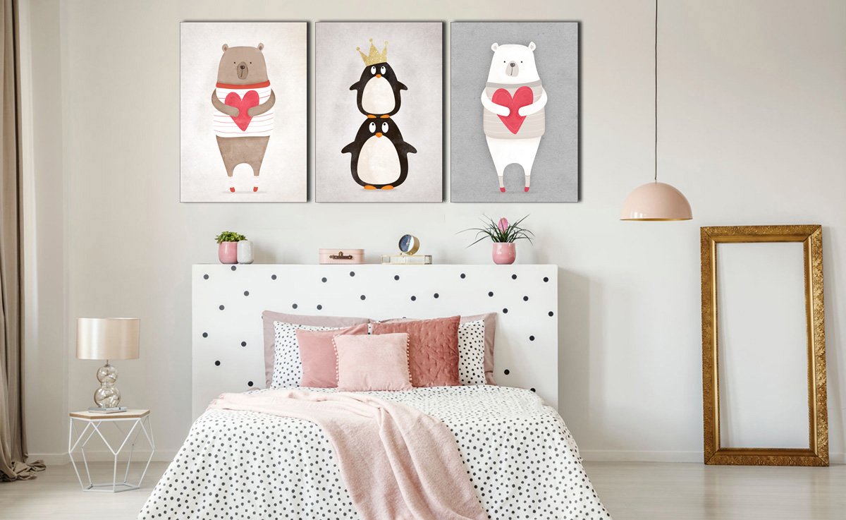 Trang trí phòng ngủ nhỏ với những bức tranh treo tượng cực đáng yêu và dễ thương