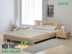 Giường ngủ GN176 gỗ sồi mộc mạc