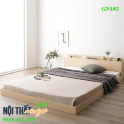 Giường Nhật GN182 - đầu giường tích hợp kệ thông minh