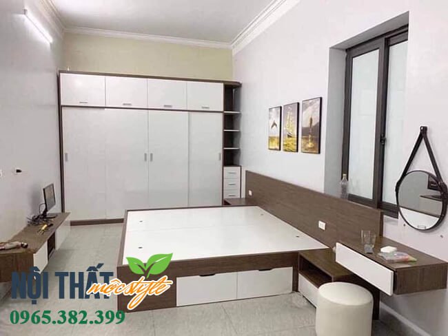 Thiết kế combo nội thất liền kề và nối tiếp tạo nên sự thống nhất và giúp tiết kiệm diện tích tối đa Không gian phòng cưới vô cùng hiện đại với combo nội thất phòng cưới tại Nội thất Mộc Style