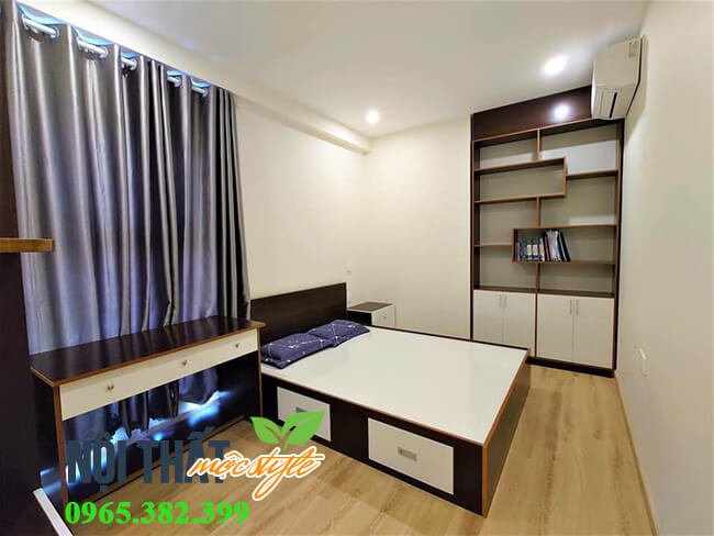 Combo nội thất ngủ giá rẻ Hà Nội với giường ngủ gỗ công nghiệp thông minh 