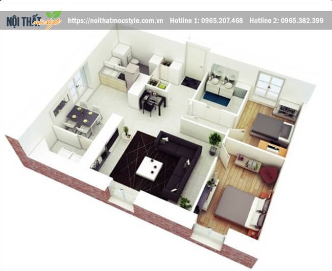 Mẫu thiết kế nội thất chung cư 70m2 siêu hiện đại | UTIHOUSE