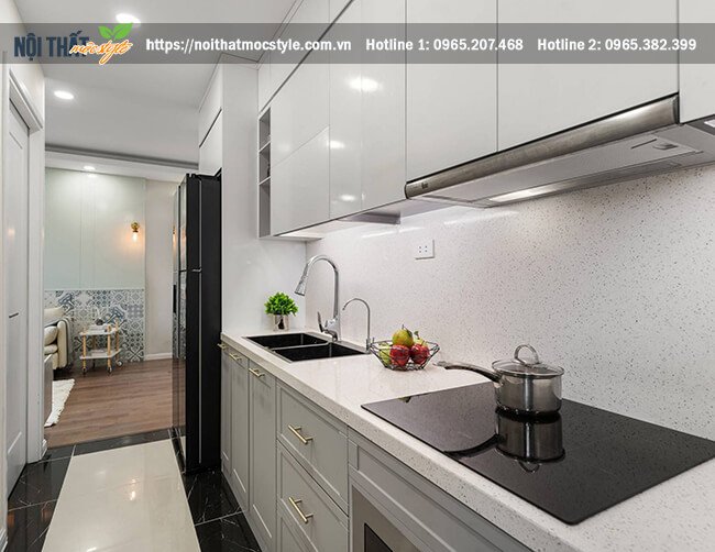 Gian bếp nhỏ có diện tích khiêm tốn những vẫn được bố trí đầy đủ công năng sử dụng Gian bếp nhỏ có diện tích khiêm tốn những vẫn được bố trí đầy đủ công năng sử dụng