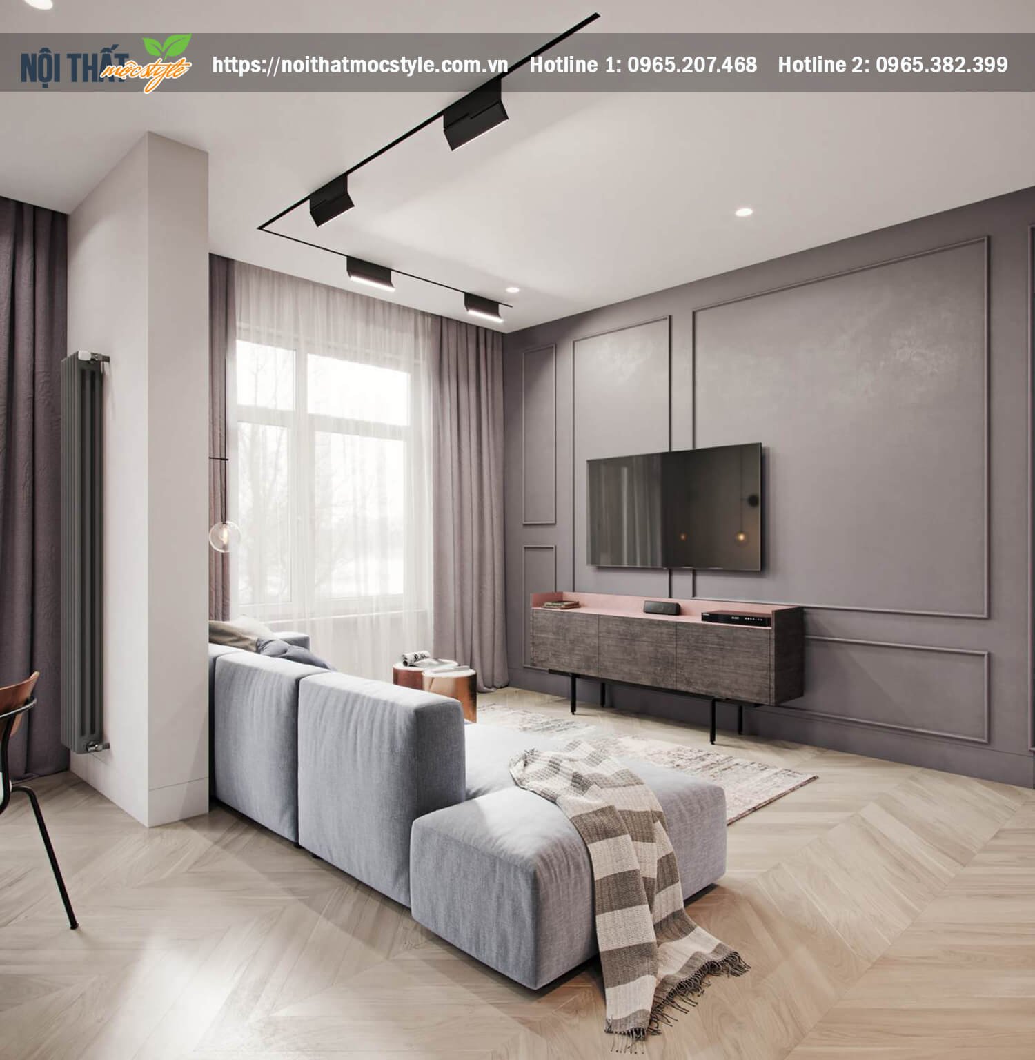 Không gian phòng khách thiết kế theo phong cách hiện đại lối bày trí nội thất đơn giản và tinh tế