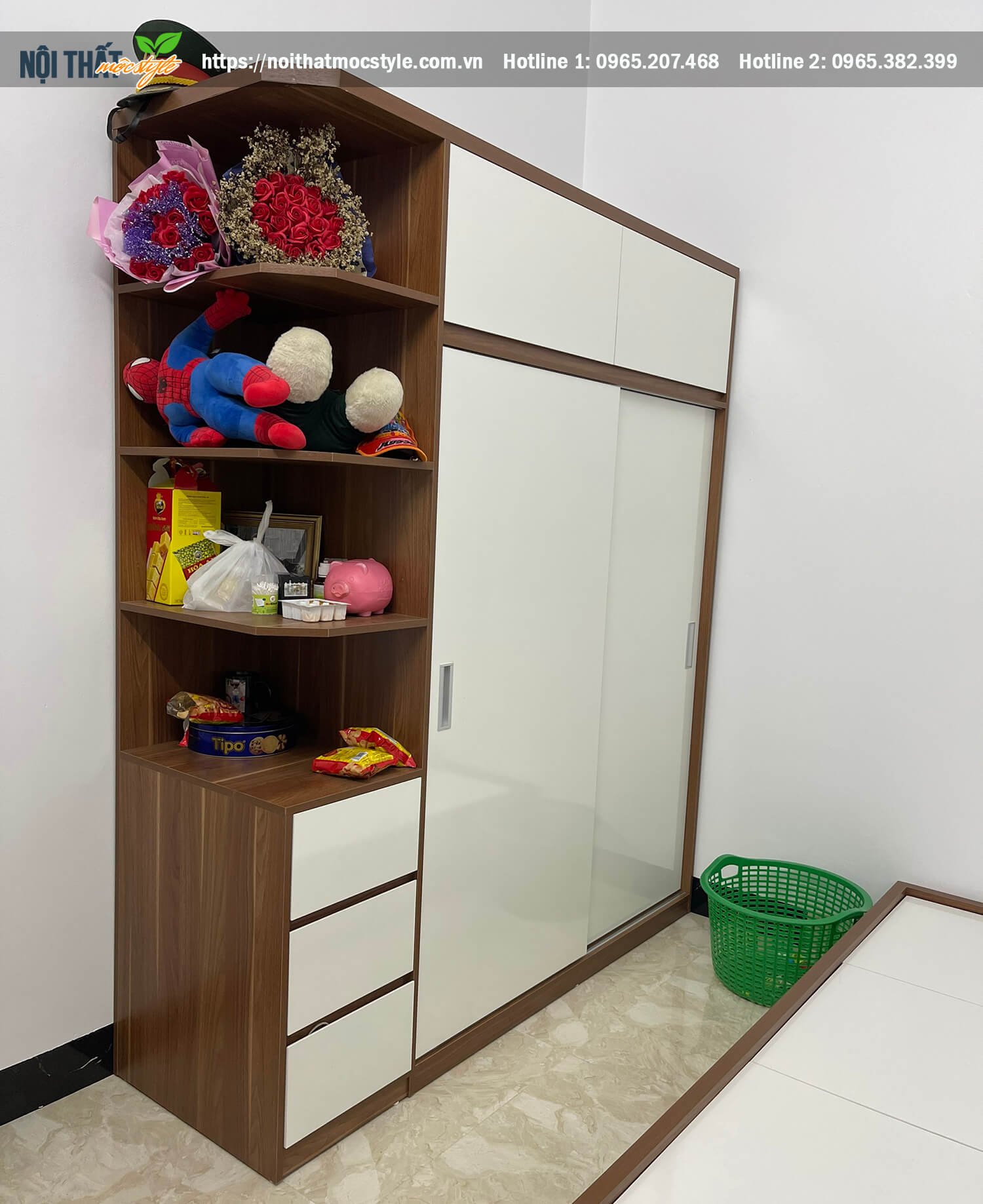 Tủ quần áo hiện đại làm bằng gỗ MDF lõi xanh chống ẩm cốt Thái mang đến tuổi thọ dài lâu Tủ quần áo hiện đại làm bằng gỗ MDF lõi xanh chống ẩm cốt Thái mang đến tuổi thọ dài lâu