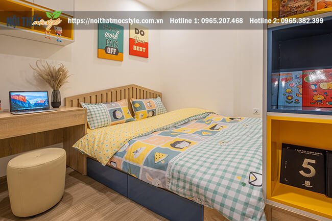 Mẫu thiết kế nội thất phòng ngủ nhỏ cute với những gam màu nổi bật và đáng yêu