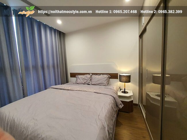 Phòng ngủ hiện đại với giường ngủ màu trắng và tủ quần áo cực hiện đại và tối ưu