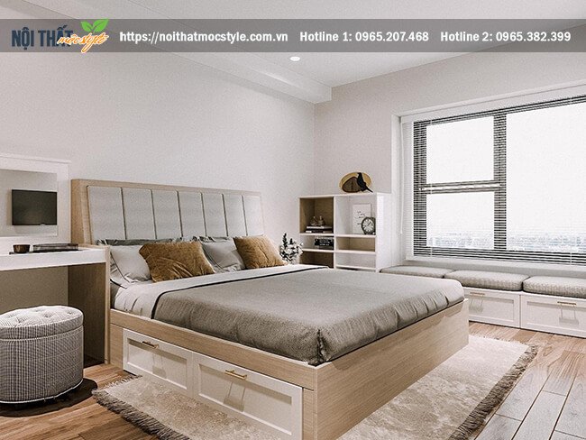Giường ngủ gỗ công nghiệp với thiết kế thông minh, đa năng với 4 ngăn kéo cực tiện lợi