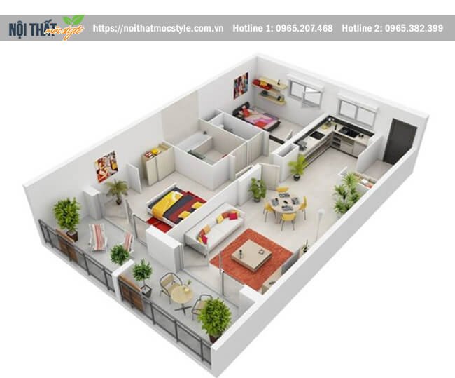 Mẫu thiết kế nội thất chung cư 2 ngủ với tông màu trắng sáng thanh lịch và hiện đại Mẫu thiết kế nội thất chung cư 2 ngủ với tông màu trắng sáng thanh lịch và hiện đại