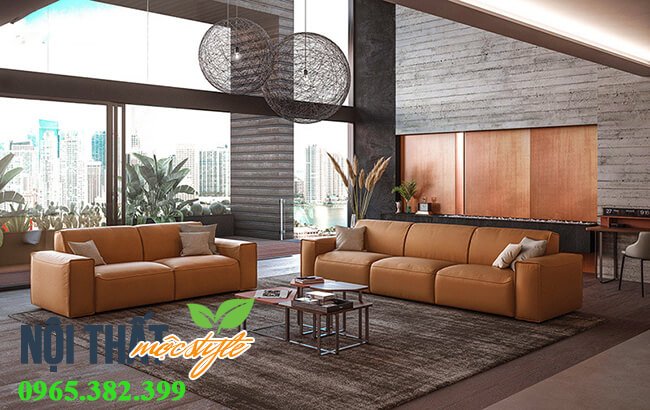 Bộ sofa hiện đại màu cam hiện đại tông màu cam nổi bật 