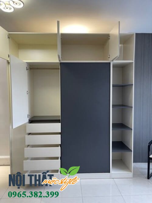 Mẫu tủ quần áo TG50 với không gian chứa đồ bên trong được chia ngăn khoa học, tiện lợi. Mẫu tủ quần áo TG50 với không gian chứa đồ bên trong được chia ngăn khoa học, tiện lợi.