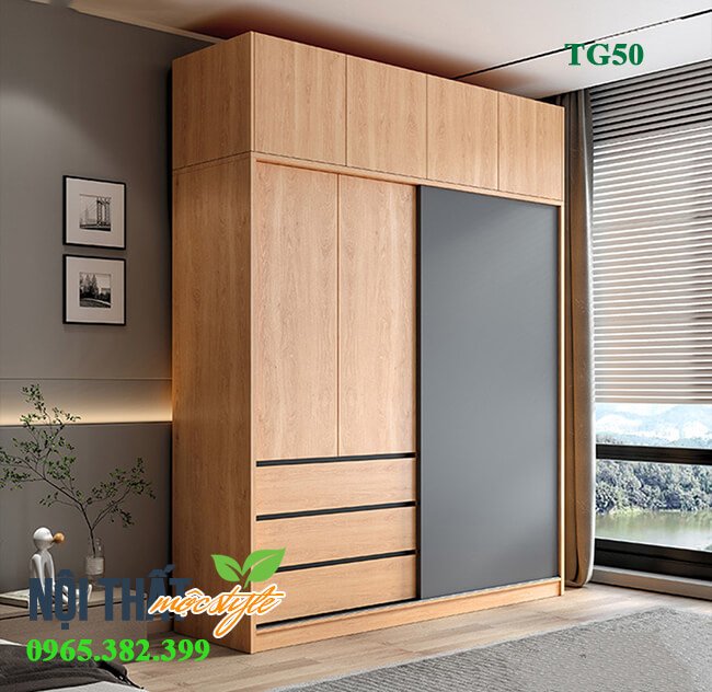 Kiểu dáng hiện đại và màu sắc nổi bật của mẫu tủ quần áo TG50 Kiểu dáng hiện đại và màu sắc nổi bật của mẫu tủ quần áo TG50