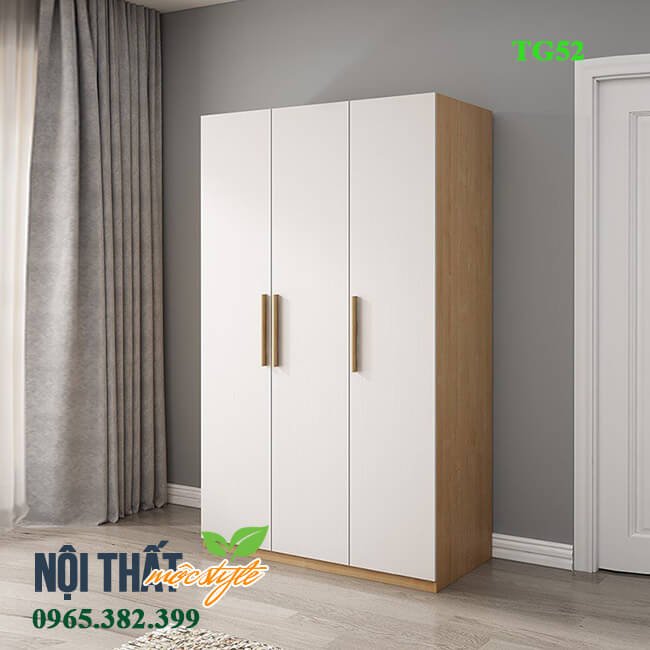 Tủ quần áo gỗ công nghiệp với thiết kế 3 cánh mở vừa hiện đại vừa trẻ trung. Mẫu tủ quần áo TG52 với thiết kế 3 cánh mở vừa hiện đại vừa trẻ trung.