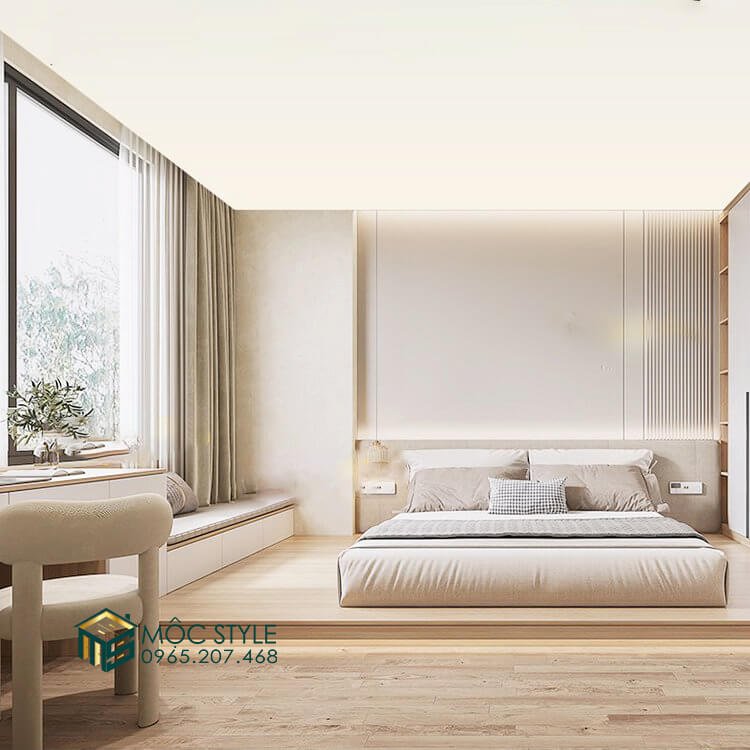 Căn phòng được thiết kế với cửa sổ lớn để đón nhận nguồn ánh sáng tự nhiên