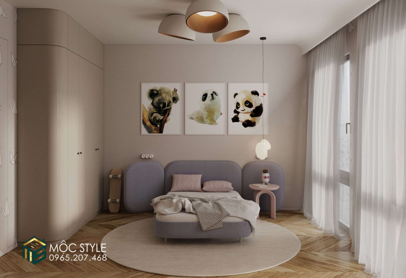 Giường ngủ với thiết kế nệm đầu giường ệm ái và an toàn cho bé Giường ngủ với thiết kế nệm đầu giường ệm ái và an toàn cho bé