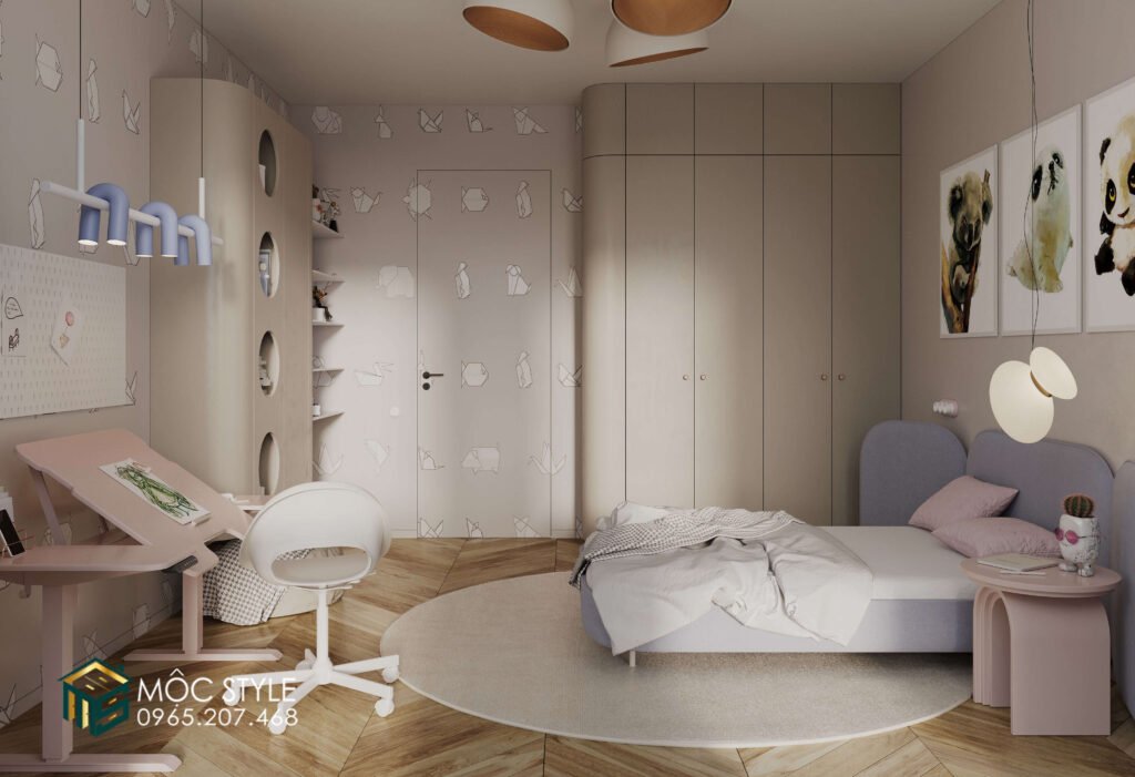 Tổng thể không gian thiết kế phòng ngủ bé gái
