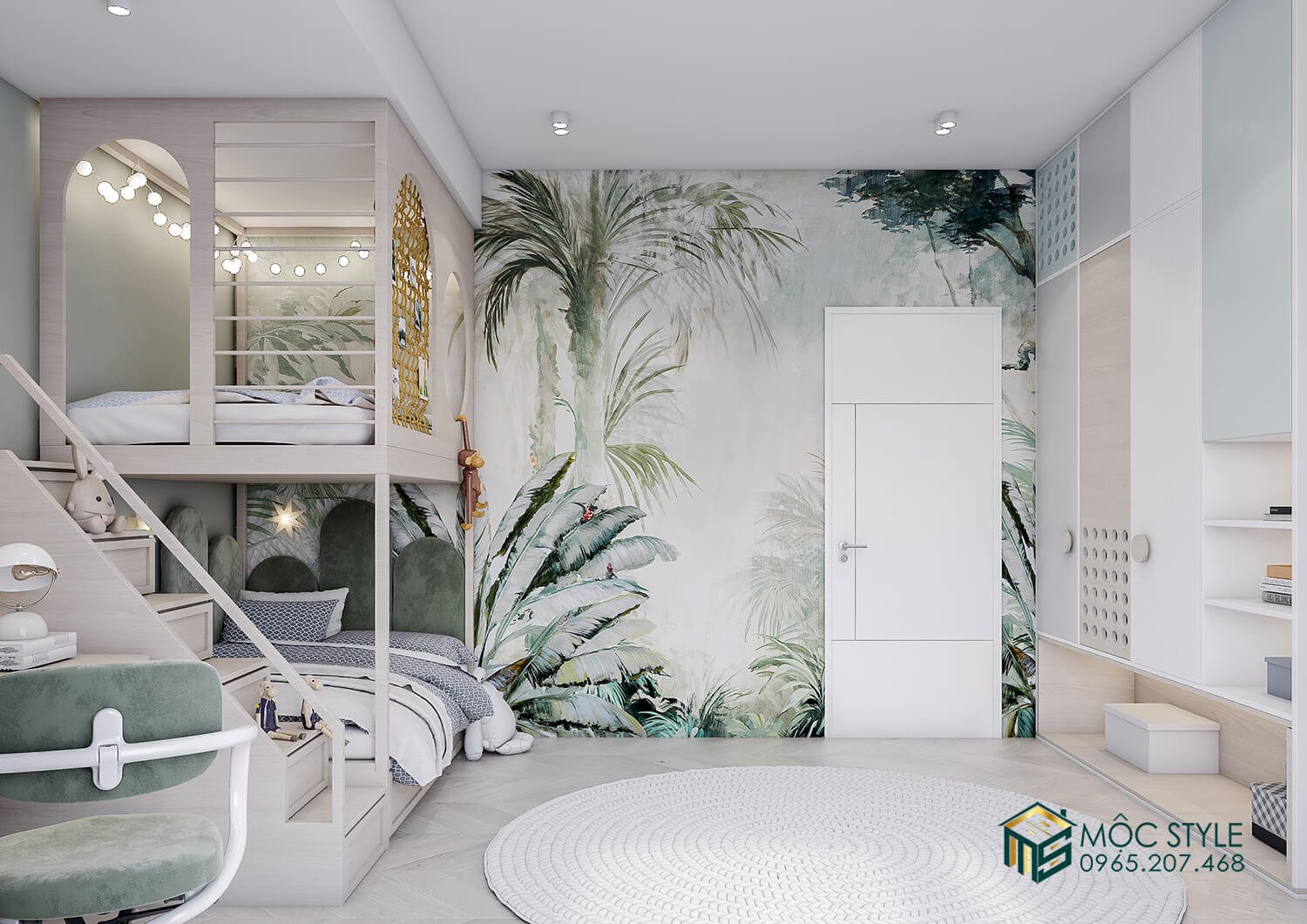 Bức tường với hình vẽ mang đậm phong cách tropical