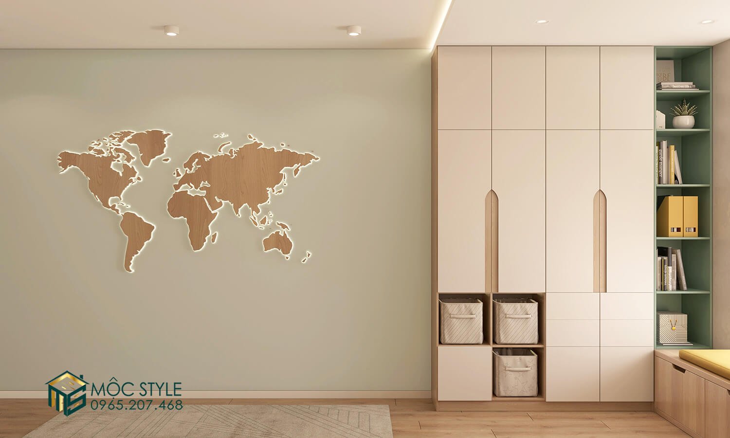 Tủ quần áo kịch trần cạnh bức tường trang trí đèn tường độc đáo Tủ quần áo kịch trần cạnh bức tường trang trí đèn tường độc đáo