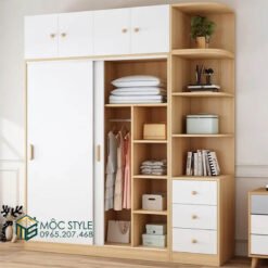 Mẫu tủ TG61 kết hợp cùng kệ trang trí đẹp hiện đại