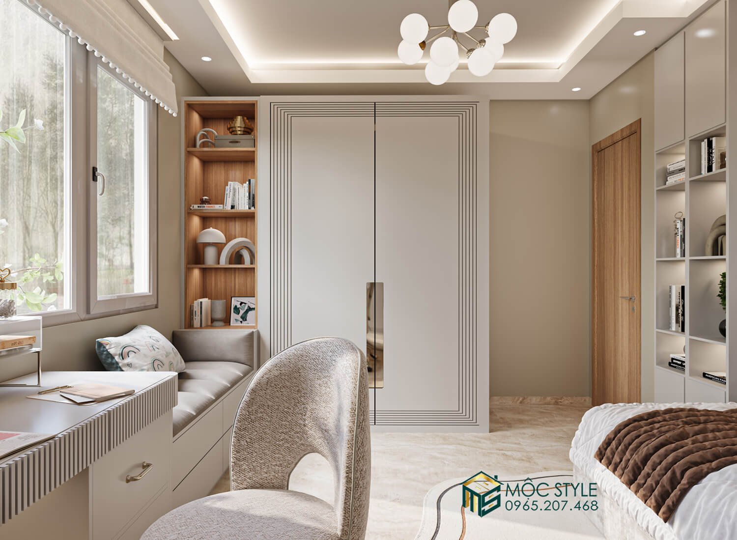 Tủ quần áo kết hợp với tủ đựng đồ trang trí Tủ quần áo kết hợp với tủ đựng đồ trang trí