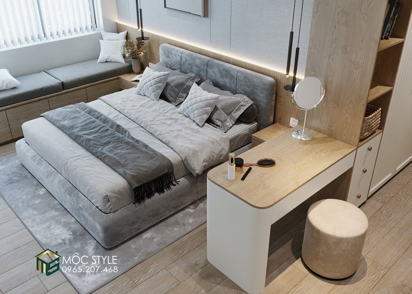 Bàn trang điểm kết hợp liền tủ quần áo Bàn trang điểm kết hợp liền tủ quần áo