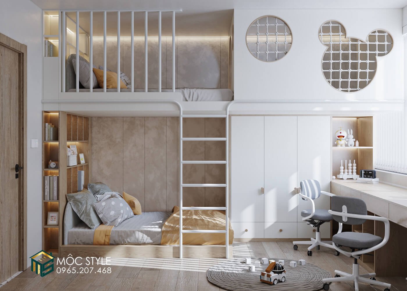 Hệ giường tầng phòng bé hiện đại và thoải mái Hệ giường tầng phòng bé hiện đại và thoải mái