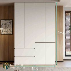 Tủ quần áo TG63 với kích thước 1m6x2m4 trung bình phù hợp với nhiều không gian
