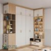 Tủ quần áo TG67 kết hợp kệ trang trí chữ L hiện đại