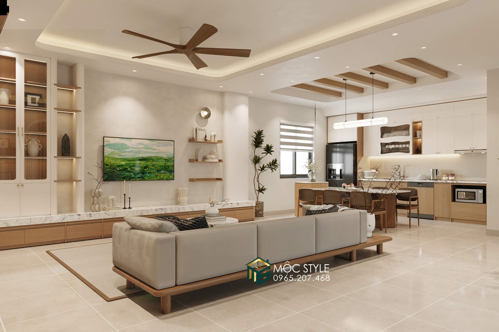 Phòng khách đẹp rộng rãi, sáng sủa