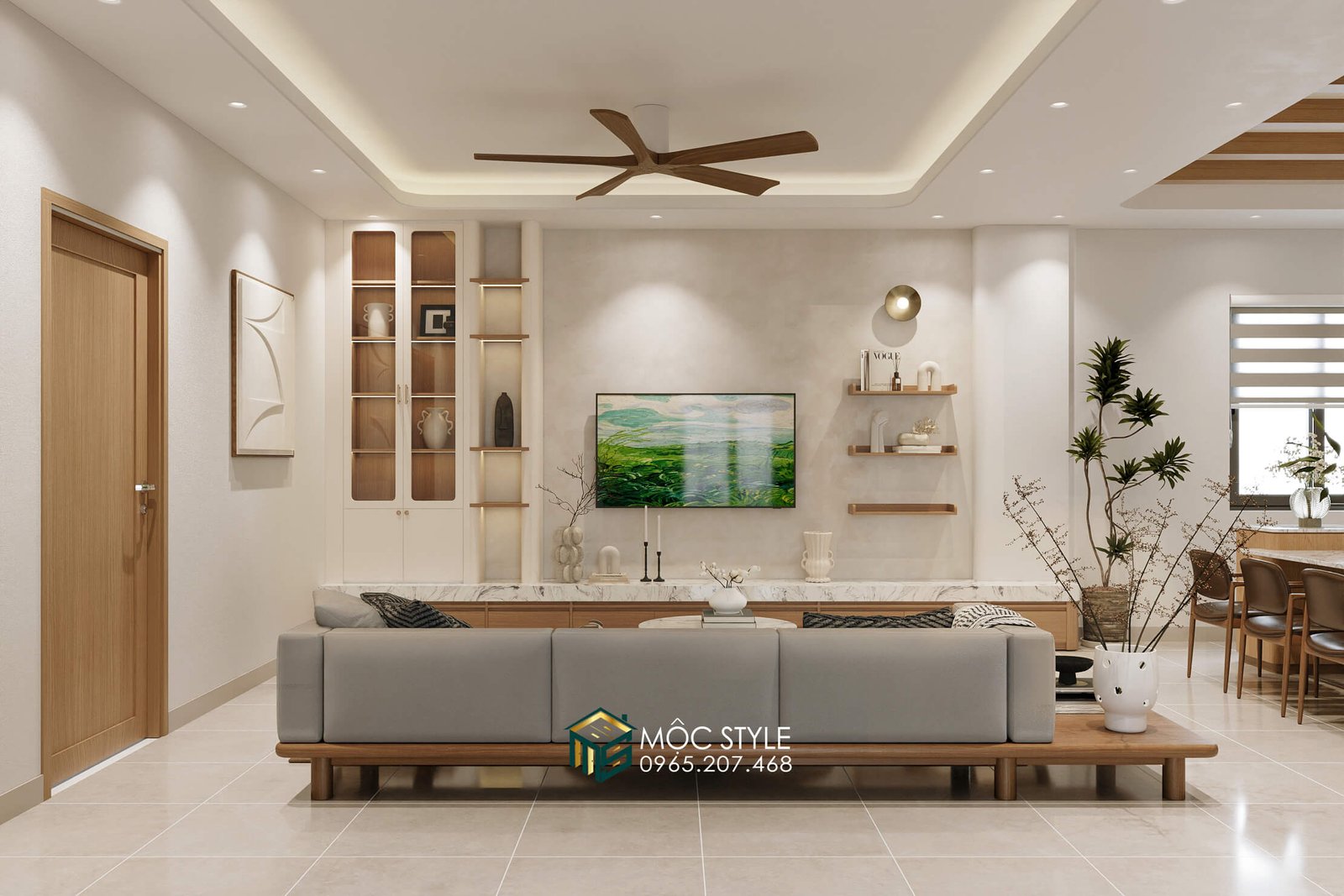 Không gian phòng khách đẹp với những đường cong tinh tế