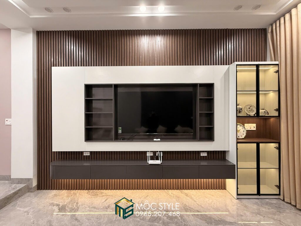 Bộ tủ kệ tivi phòng khách sang trọng