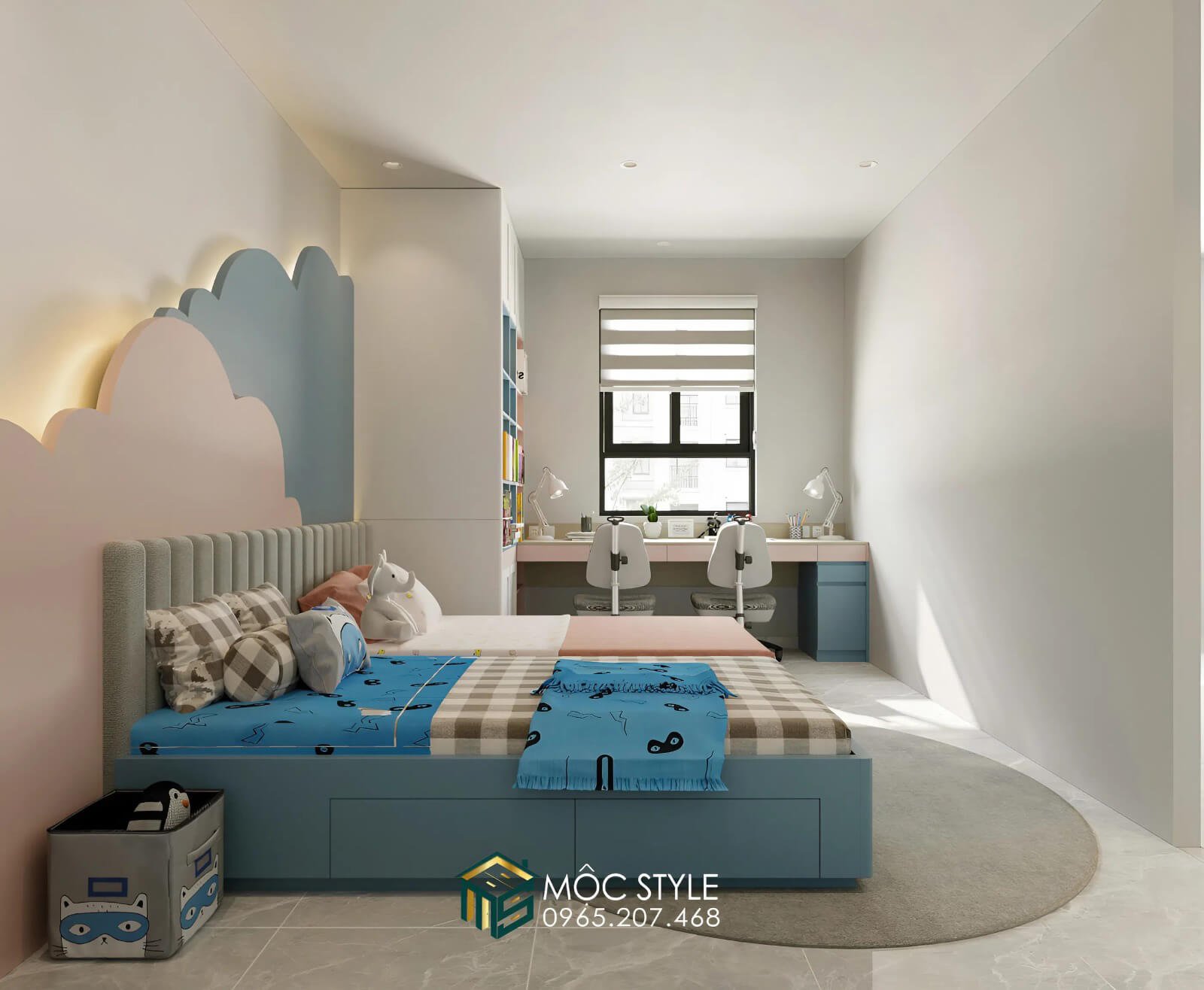 Nội thất phòng ngủ trẻ em gam màu sáng sủa