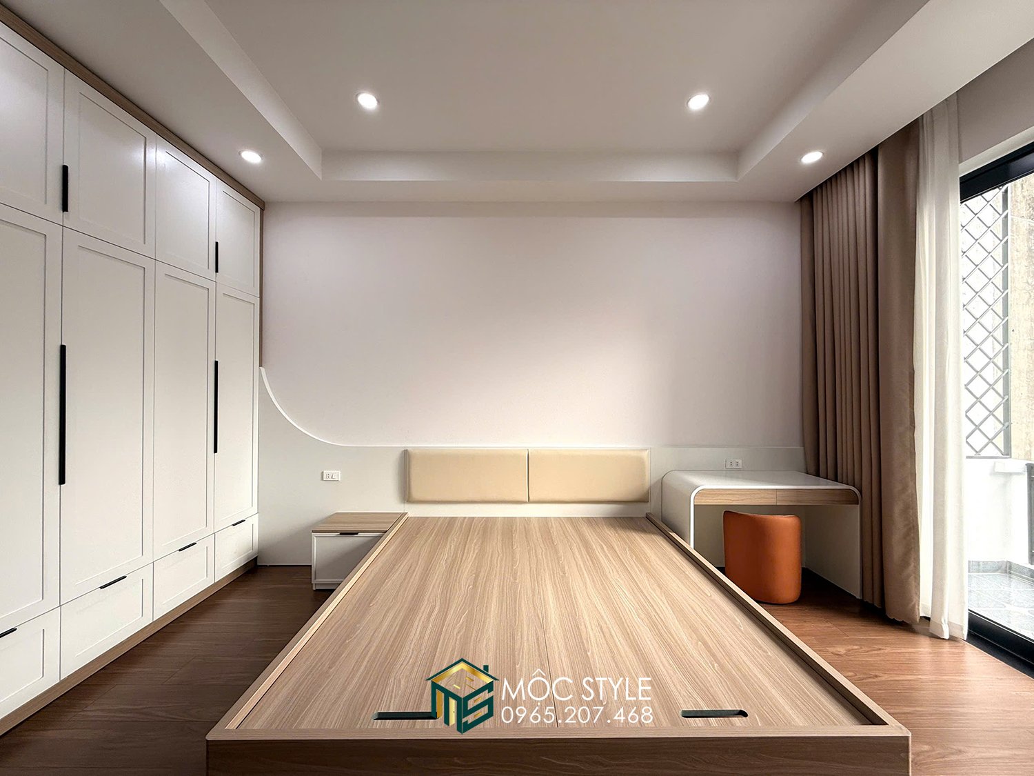 Không gian phòng ngủ hoàn thiện rộng rãi, thoải mái