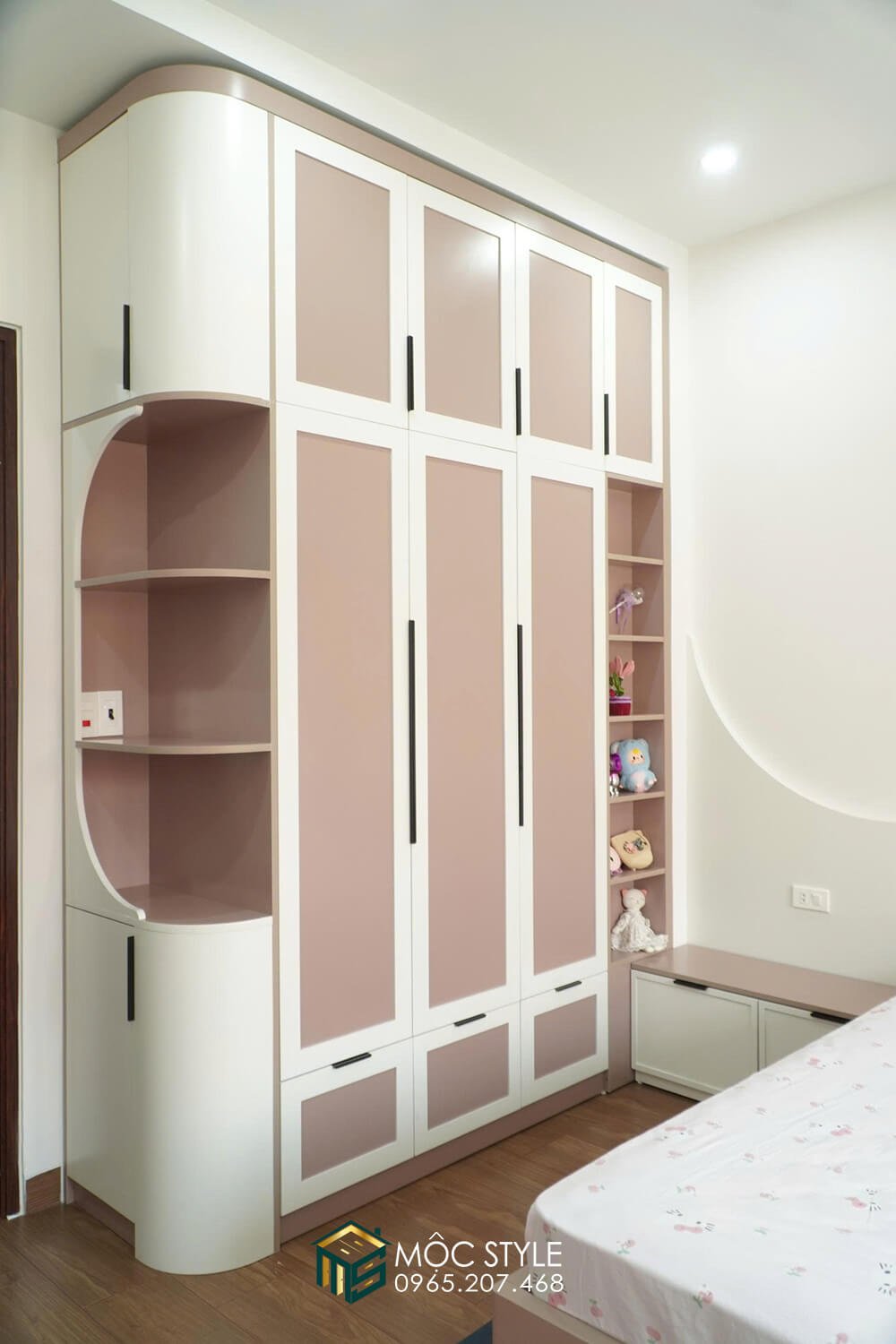 Tủ quần áo phòng ngủ con gái với thiết kế ngoại hình hiện đại